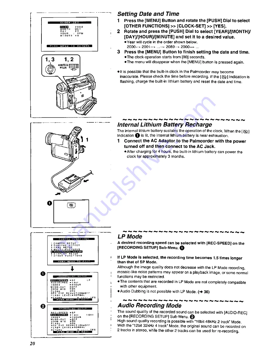 Panasonic Palmcorder MultiCam PV-DC352-K User Manual Download Page 20