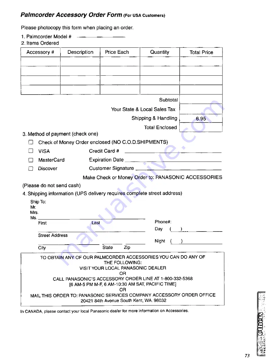 Panasonic Palmcorder MultiCam PV-DC352-K User Manual Download Page 73