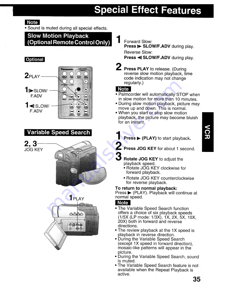 Panasonic Palmcorder MultiCam PV-DV203 Operating Instructions Manual Download Page 35