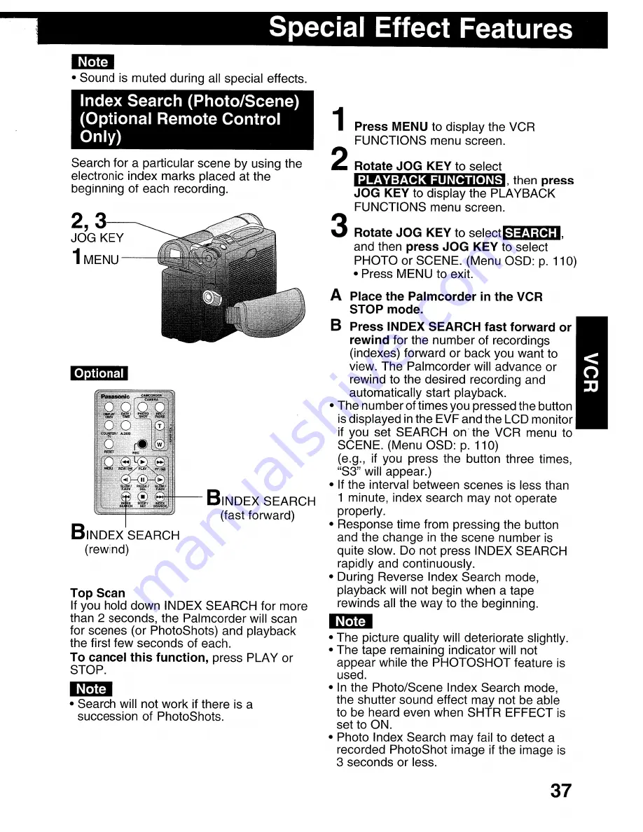 Panasonic Palmcorder MultiCam PV-DV203 Operating Instructions Manual Download Page 37