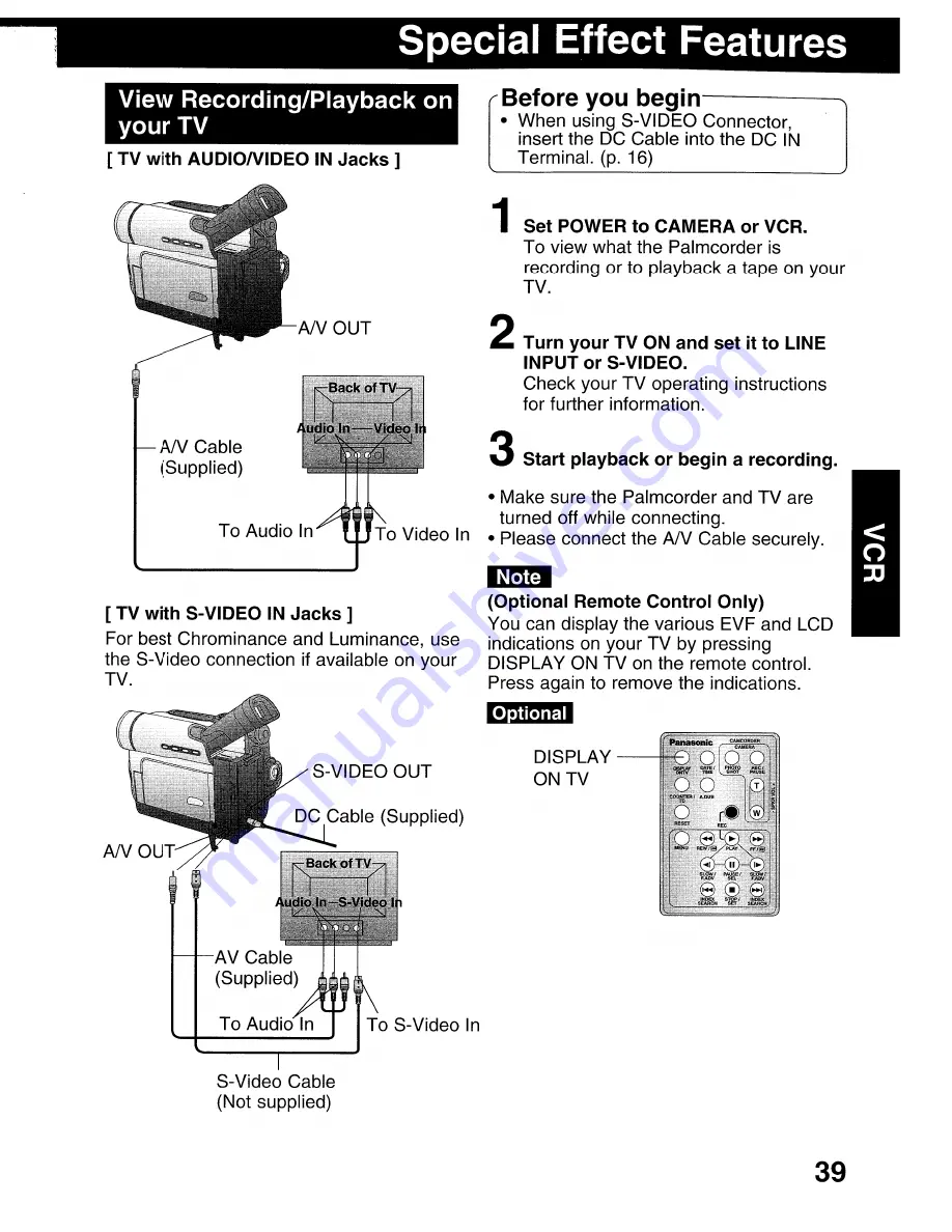 Panasonic Palmcorder MultiCam PV-DV203 Скачать руководство пользователя страница 39