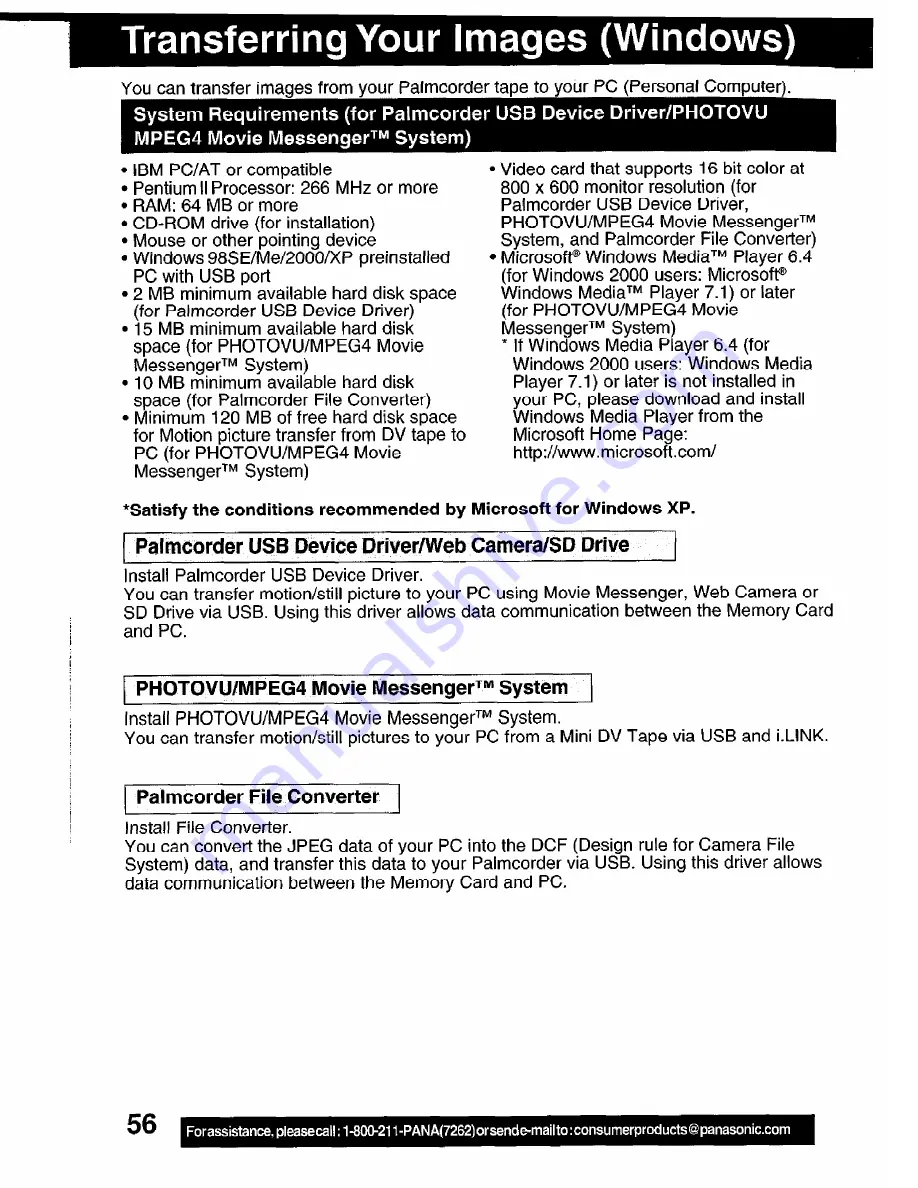 Panasonic Palmcorder MultiCam PV-DV203 Operating Instructions Manual Download Page 56