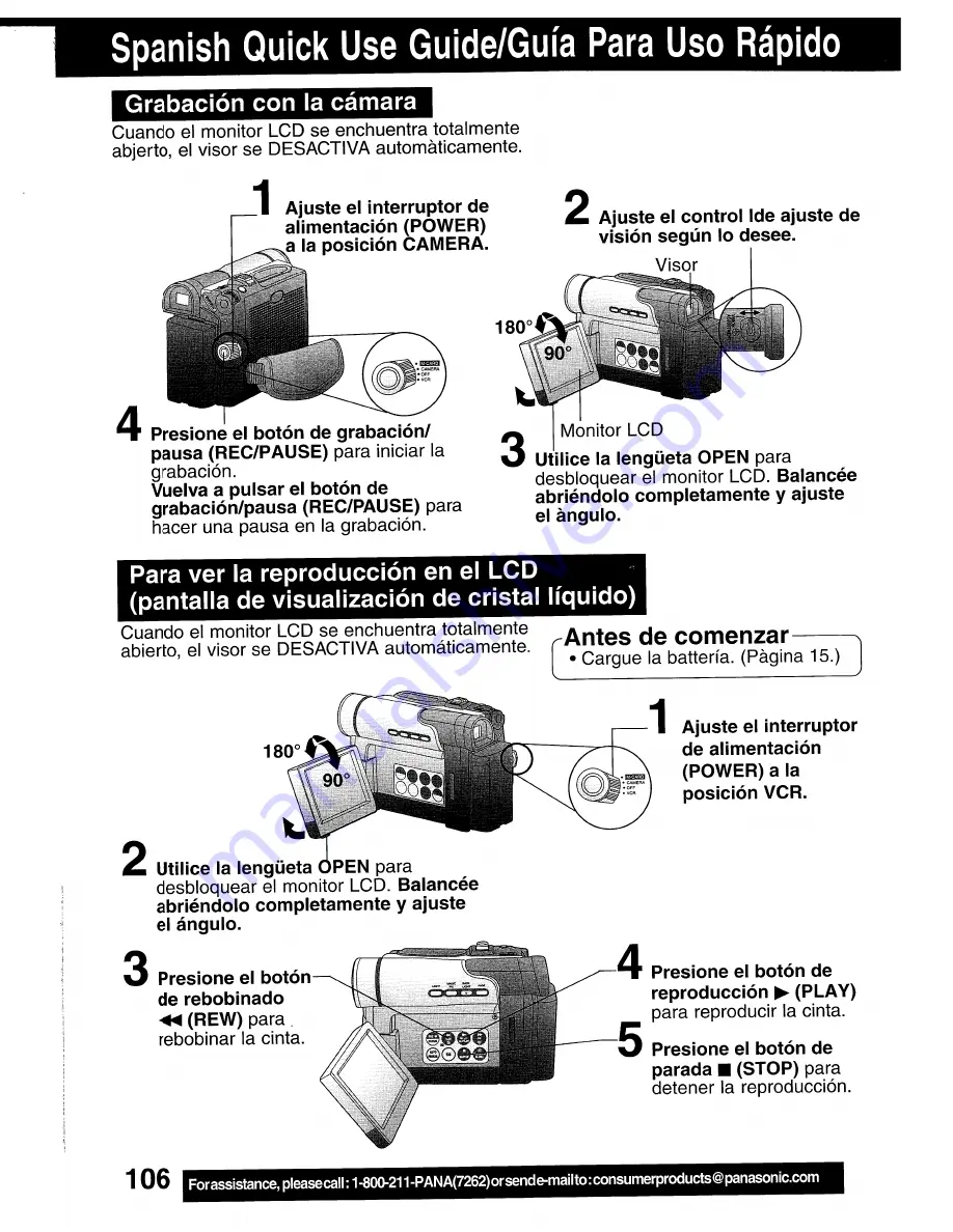 Panasonic Palmcorder MultiCam PV-DV203 Operating Instructions Manual Download Page 106