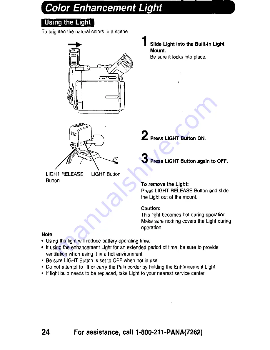 Panasonic Palmcorder PalmSight PV-DV910 Operating Manual Download Page 24