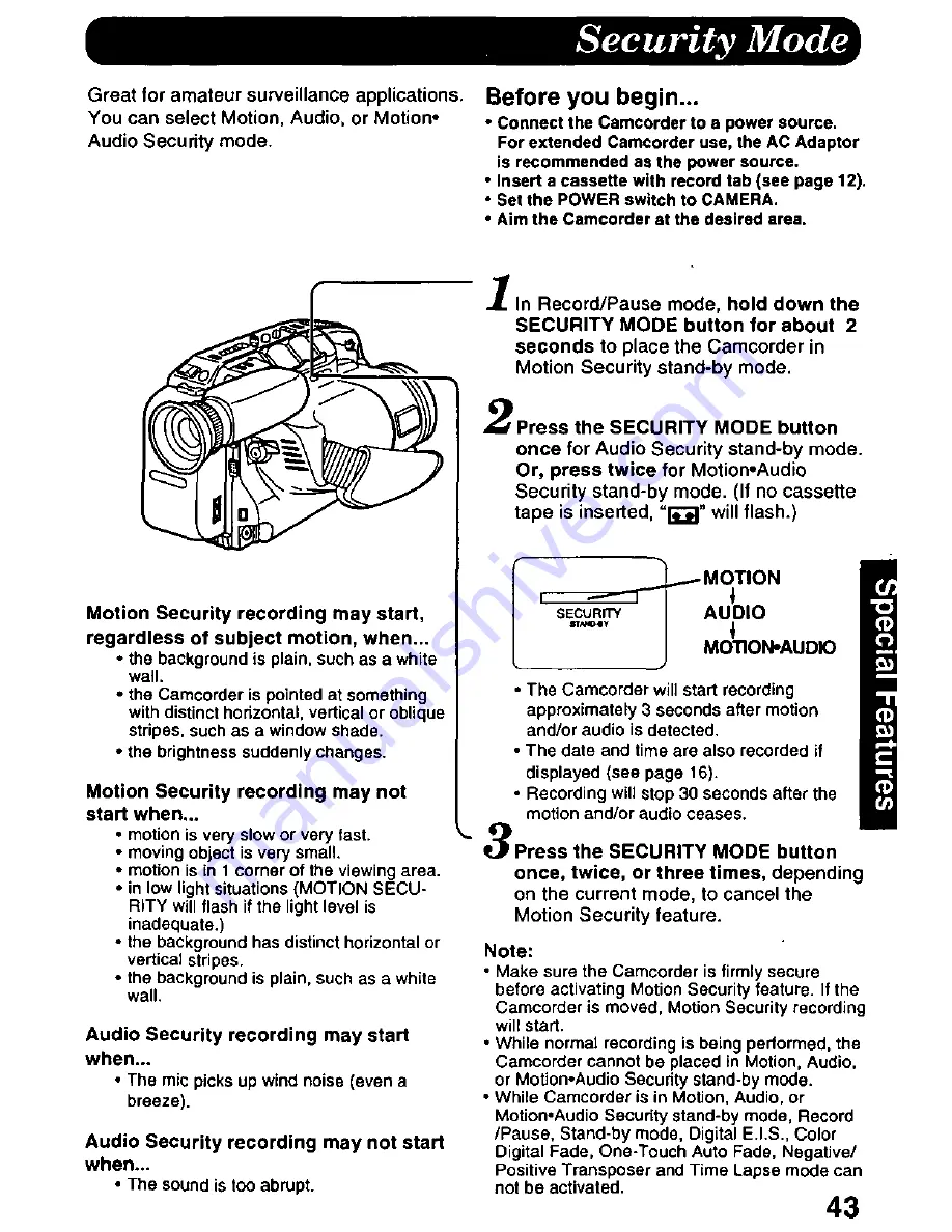 Panasonic Palmcorder Palmsight PV-L858 Operating Manual Download Page 43