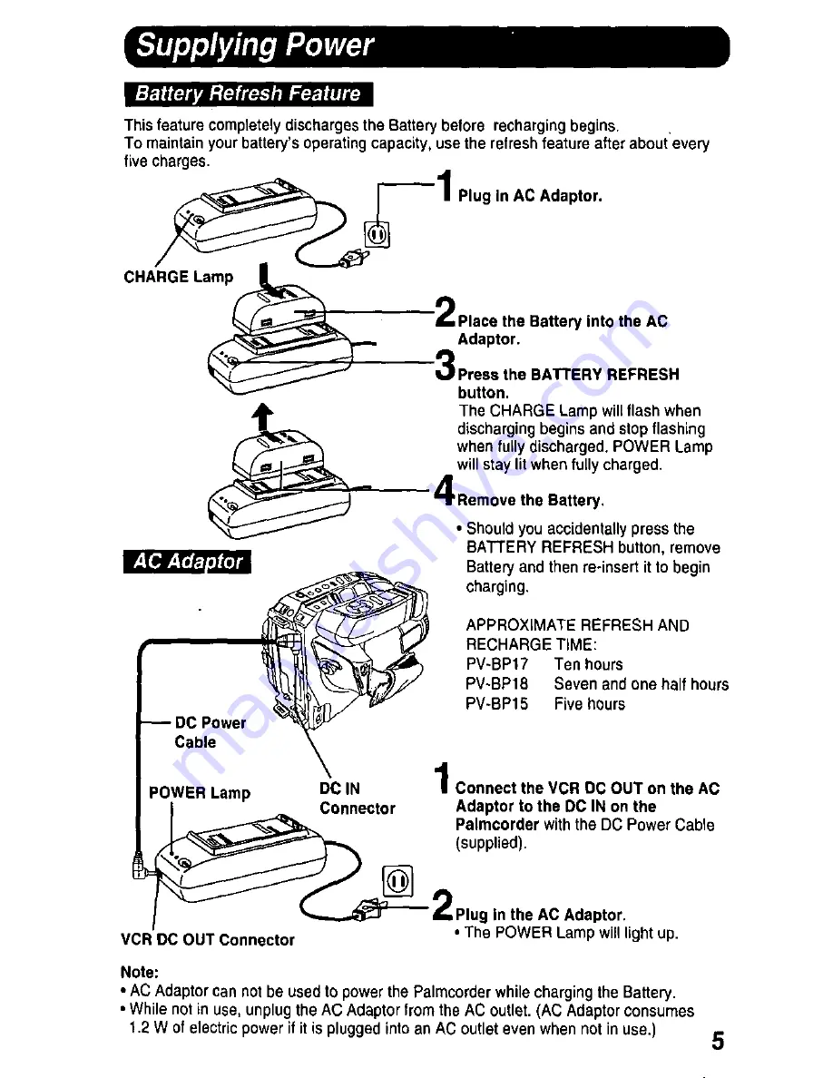 Panasonic Palmcorder PV-A18 Operating Instructions Manual Download Page 5