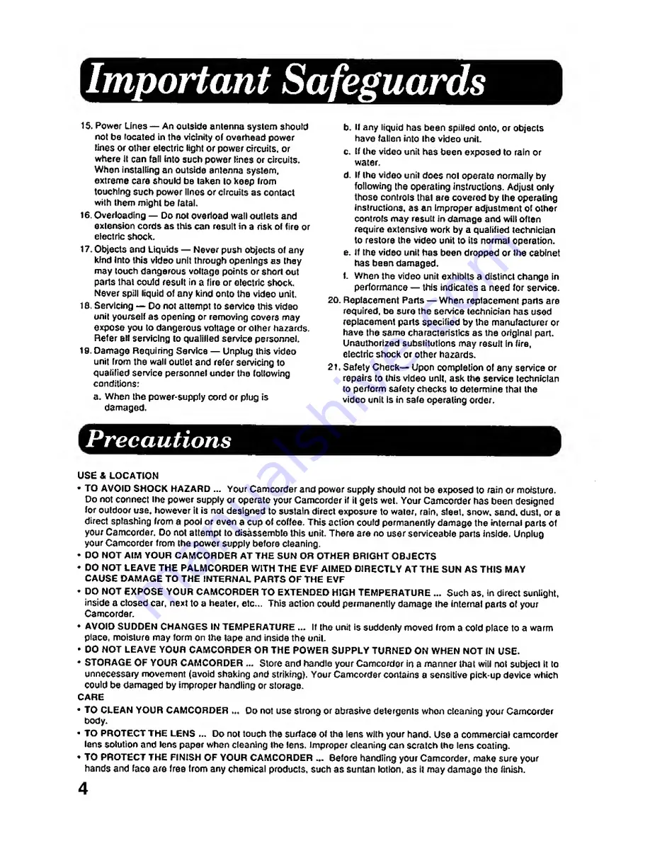 Panasonic Palmcorder PV-A206 Operating Instructions Manual Download Page 4