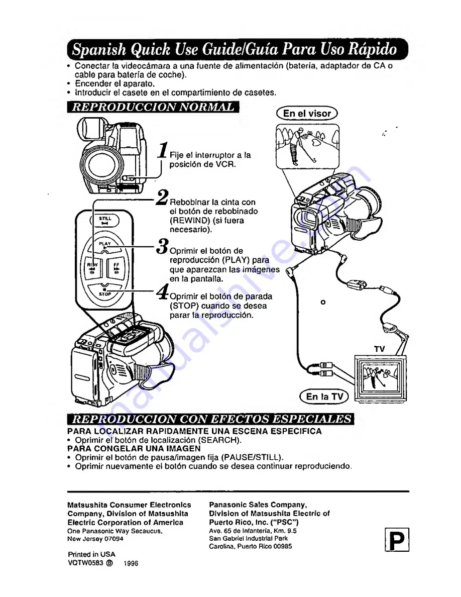 Panasonic Palmcorder PV-A206 Operating Instructions Manual Download Page 40