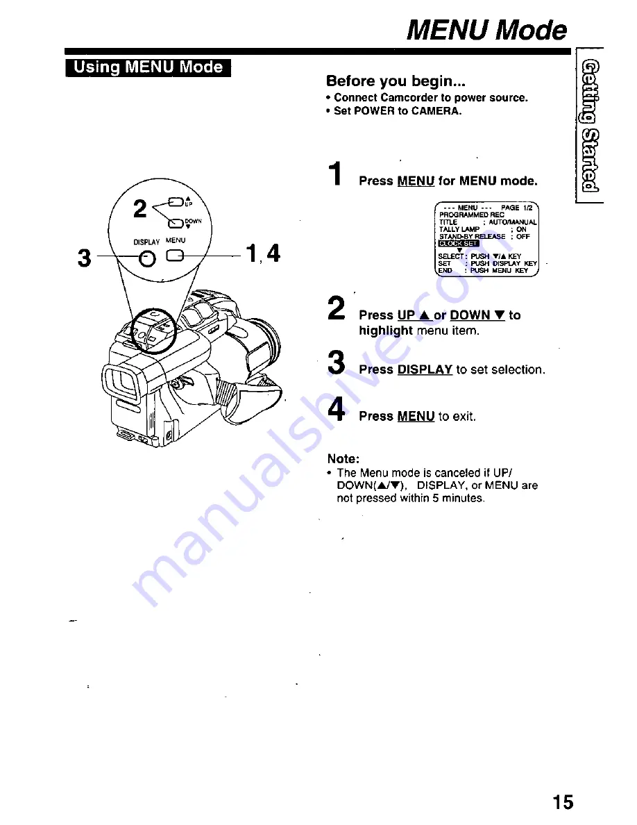 Panasonic Palmcorder PV-D209 Operating Manual Download Page 15