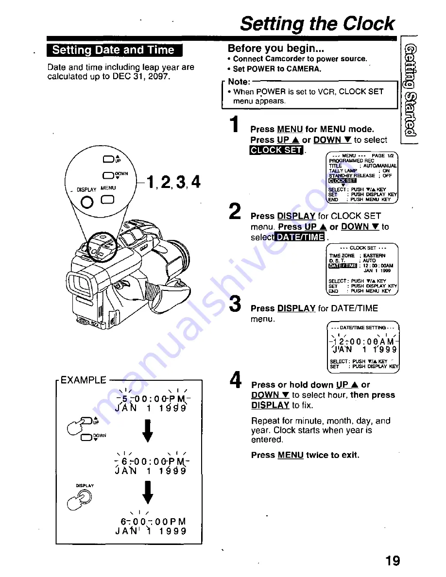 Panasonic Palmcorder PV-D209 Operating Manual Download Page 19