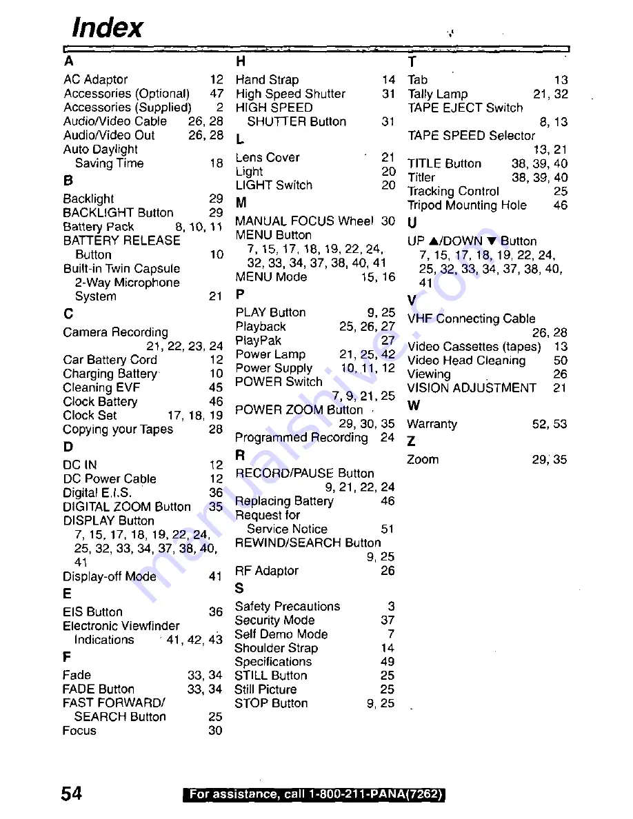 Panasonic Palmcorder PV-D300 Operating Instructions Manual Download Page 54