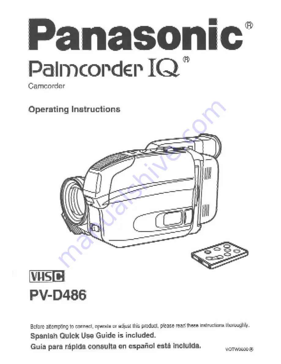 Panasonic Palmcorder PV-D486 Скачать руководство пользователя страница 1