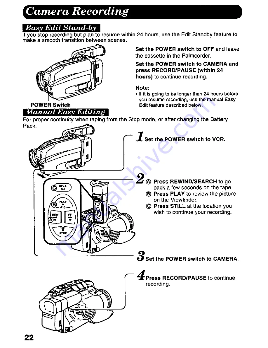 Panasonic Palmcorder PV-D486 User Manual Download Page 22