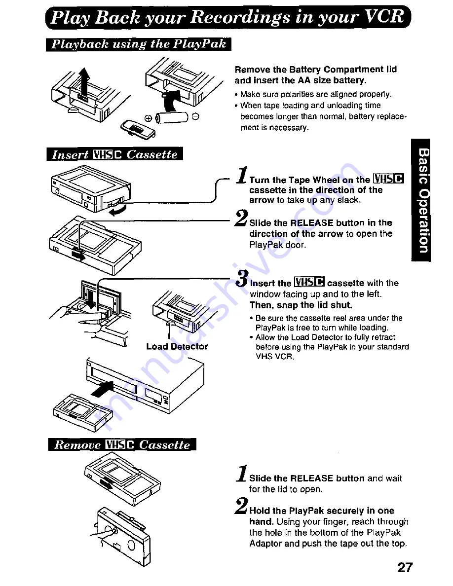 Panasonic Palmcorder PV-D507 User Manual Download Page 27