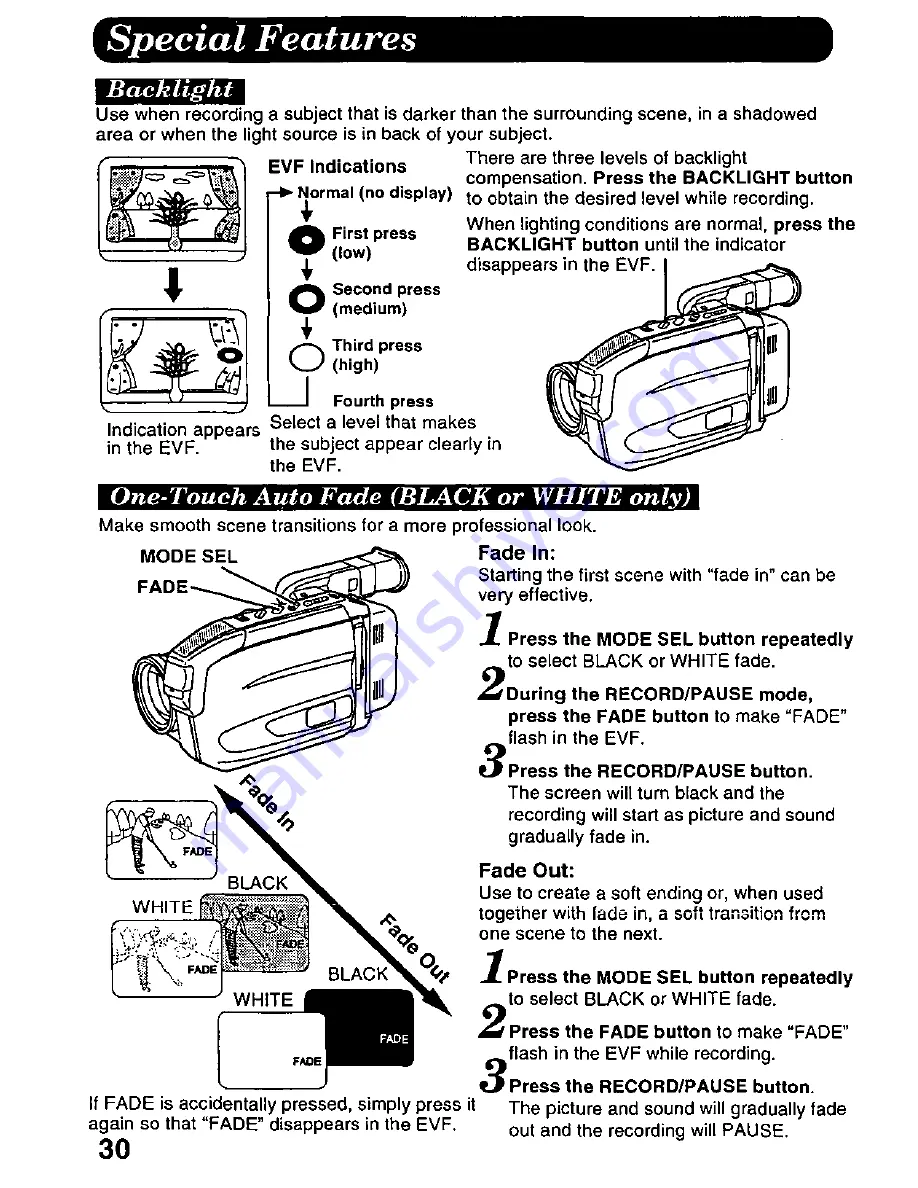 Panasonic Palmcorder PV-D507 User Manual Download Page 30