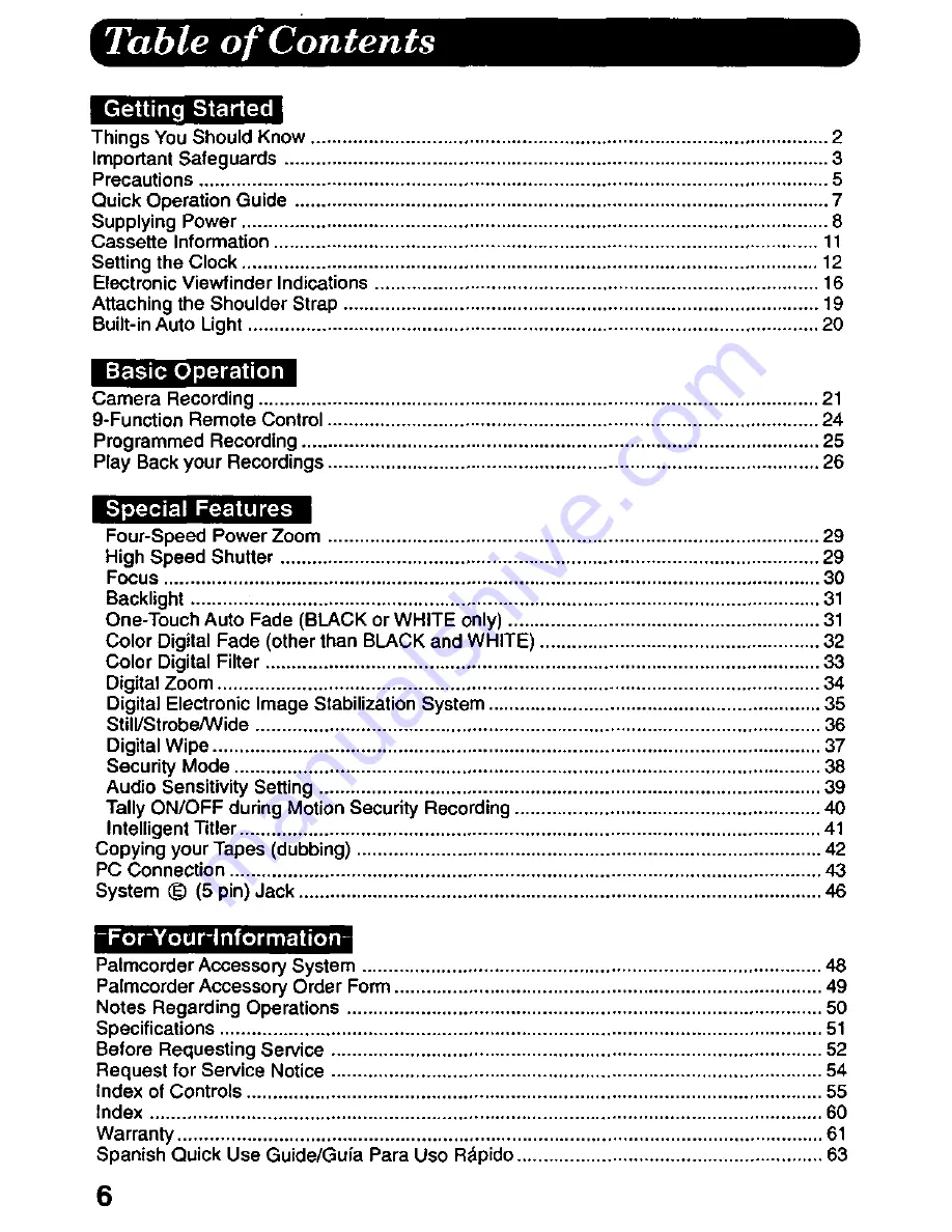 Panasonic Palmcorder PV-D607 User Manual Download Page 6