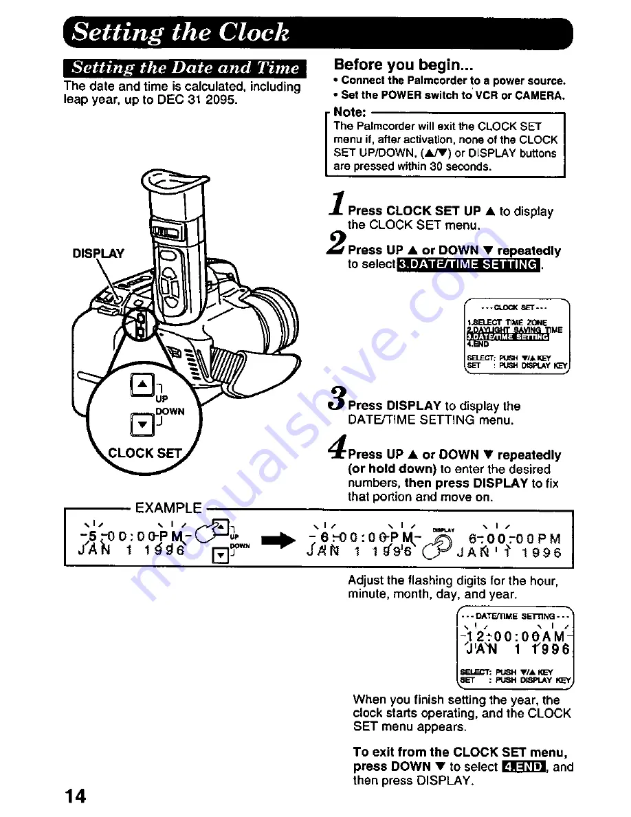 Panasonic Palmcorder PV-D607 User Manual Download Page 14