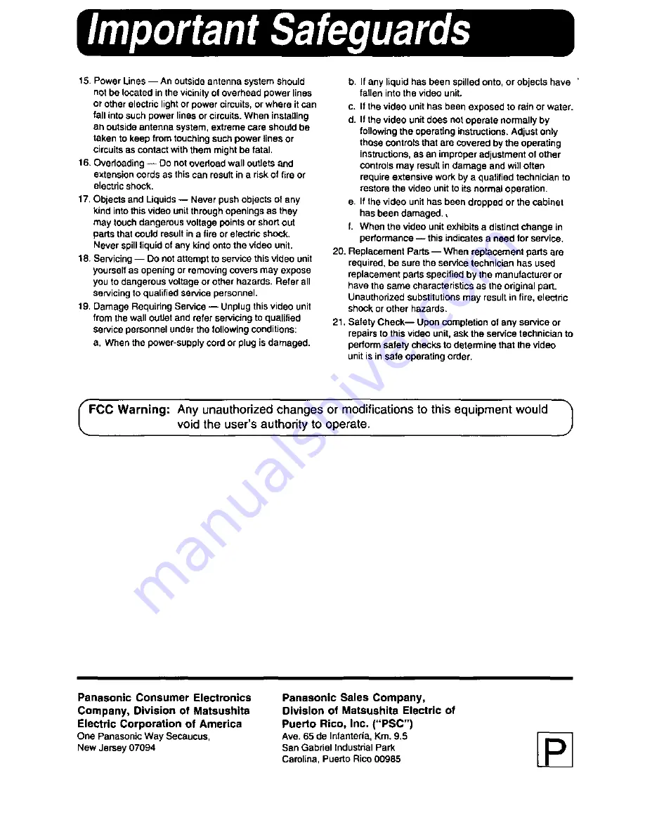 Panasonic Palmcorder PV-DAC9 Operating Instructions Manual Download Page 8