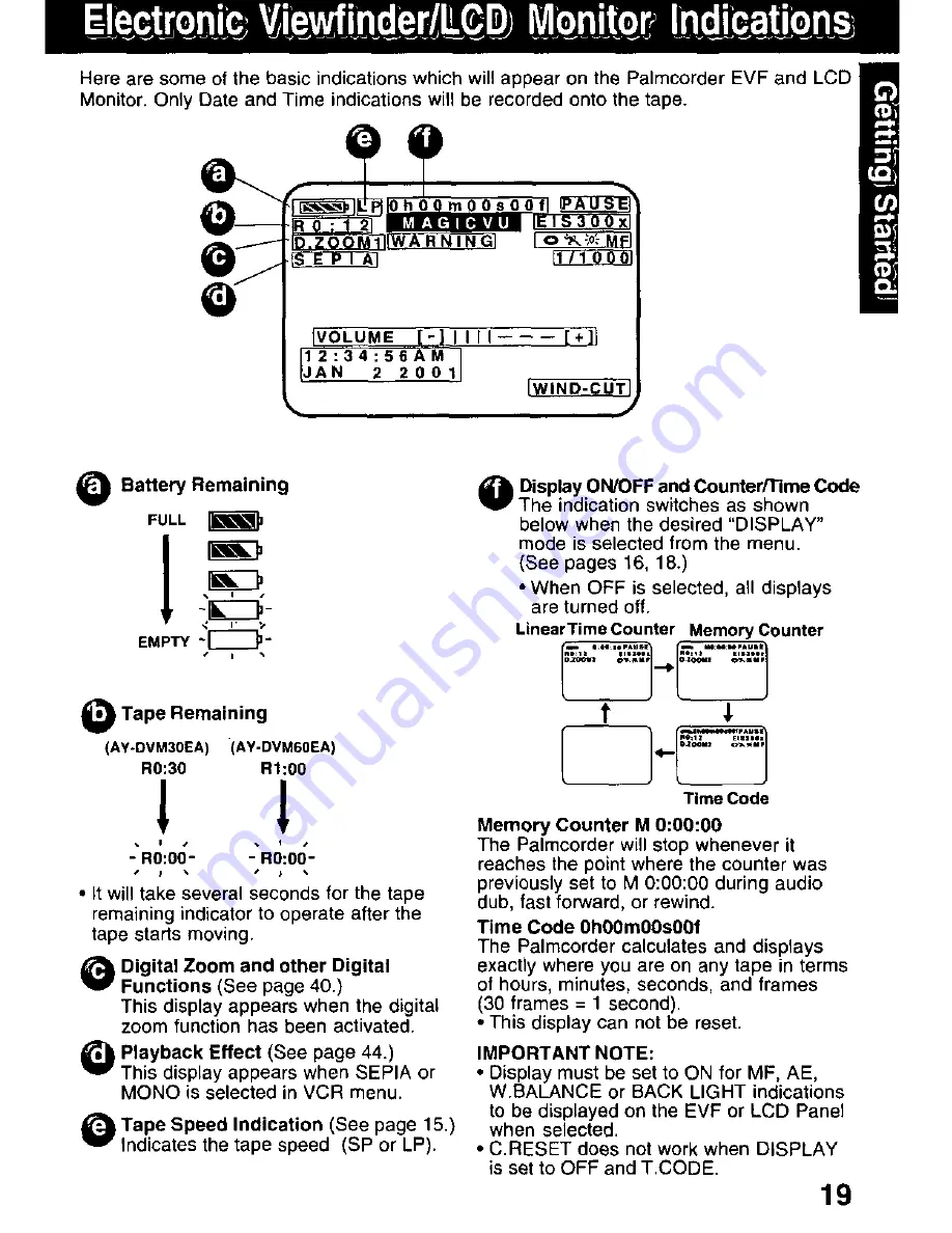 Panasonic Palmcorder PV-DV221 Скачать руководство пользователя страница 19