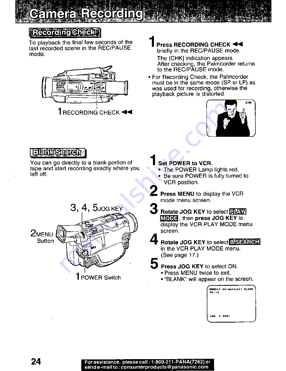 Panasonic Palmcorder PV-DV351 Operating Manual Download Page 24