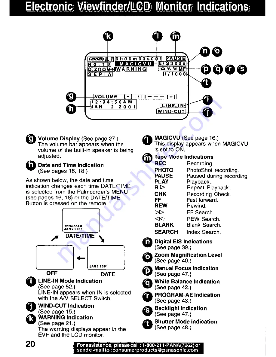 Panasonic Palmcorder PV-DV601 Operating Manual Download Page 20