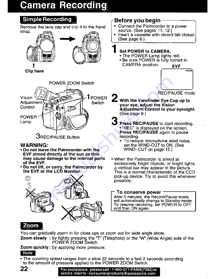 Panasonic Palmcorder PV-DV601 Operating Manual Download Page 22