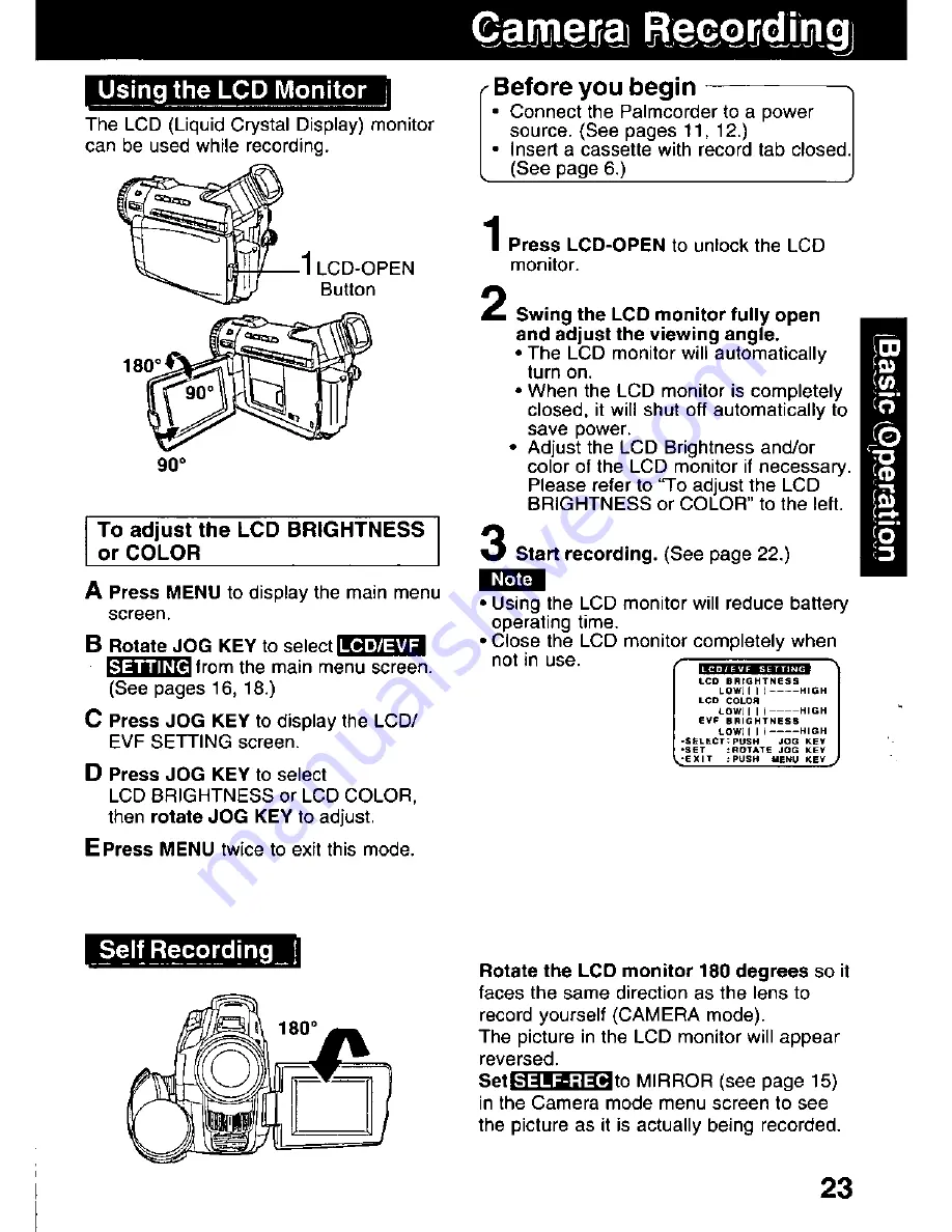 Panasonic Palmcorder PV-DV601 Operating Manual Download Page 23