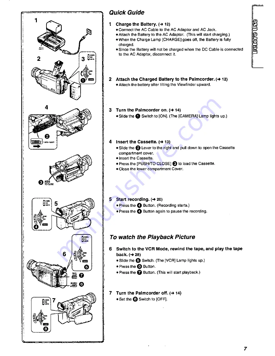 Panasonic Palmcorder PV-DV951 Operating Manual Download Page 7