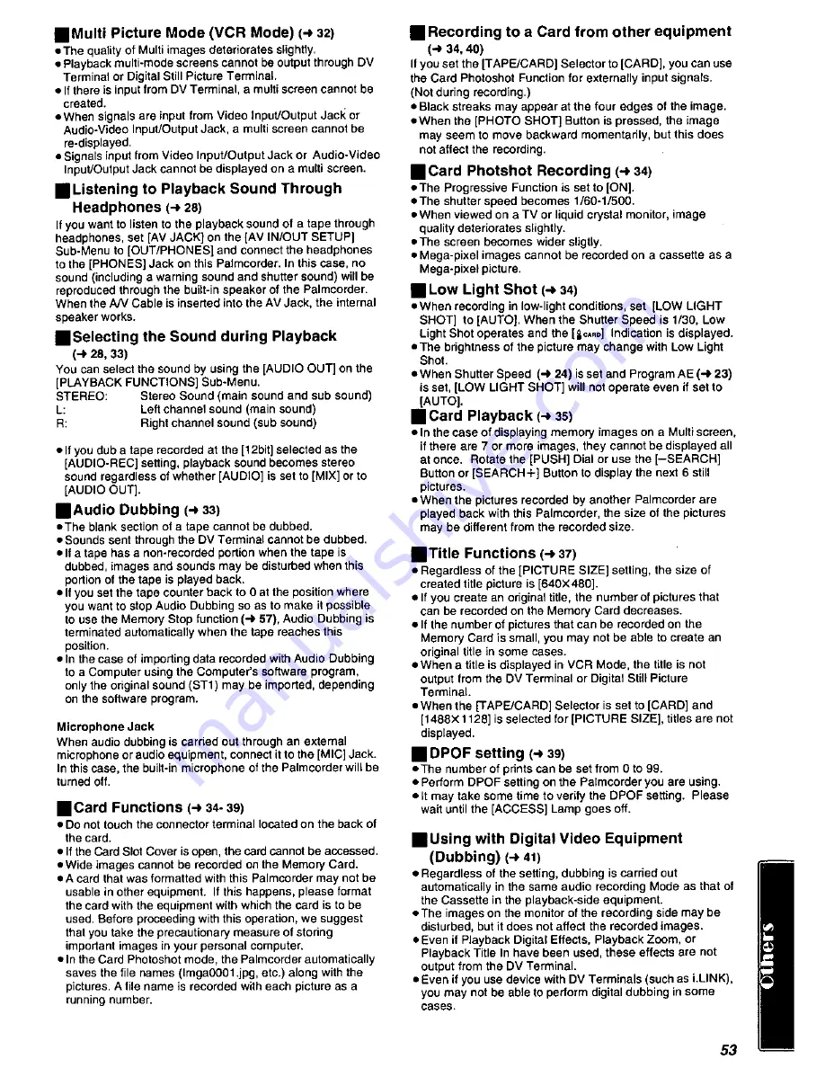 Panasonic Palmcorder PV-DV951 Operating Manual Download Page 53