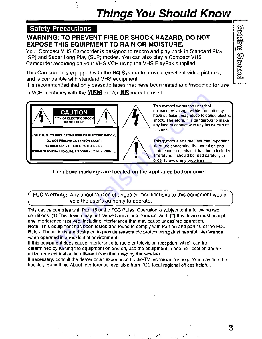 Panasonic Palmcorder PV-L50 User Manual Download Page 3