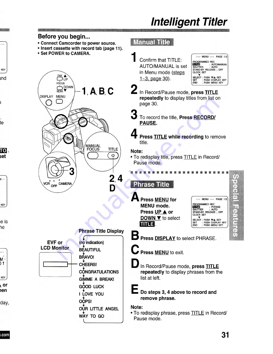 Panasonic Palmcorder PV-L571 User Manual Download Page 31