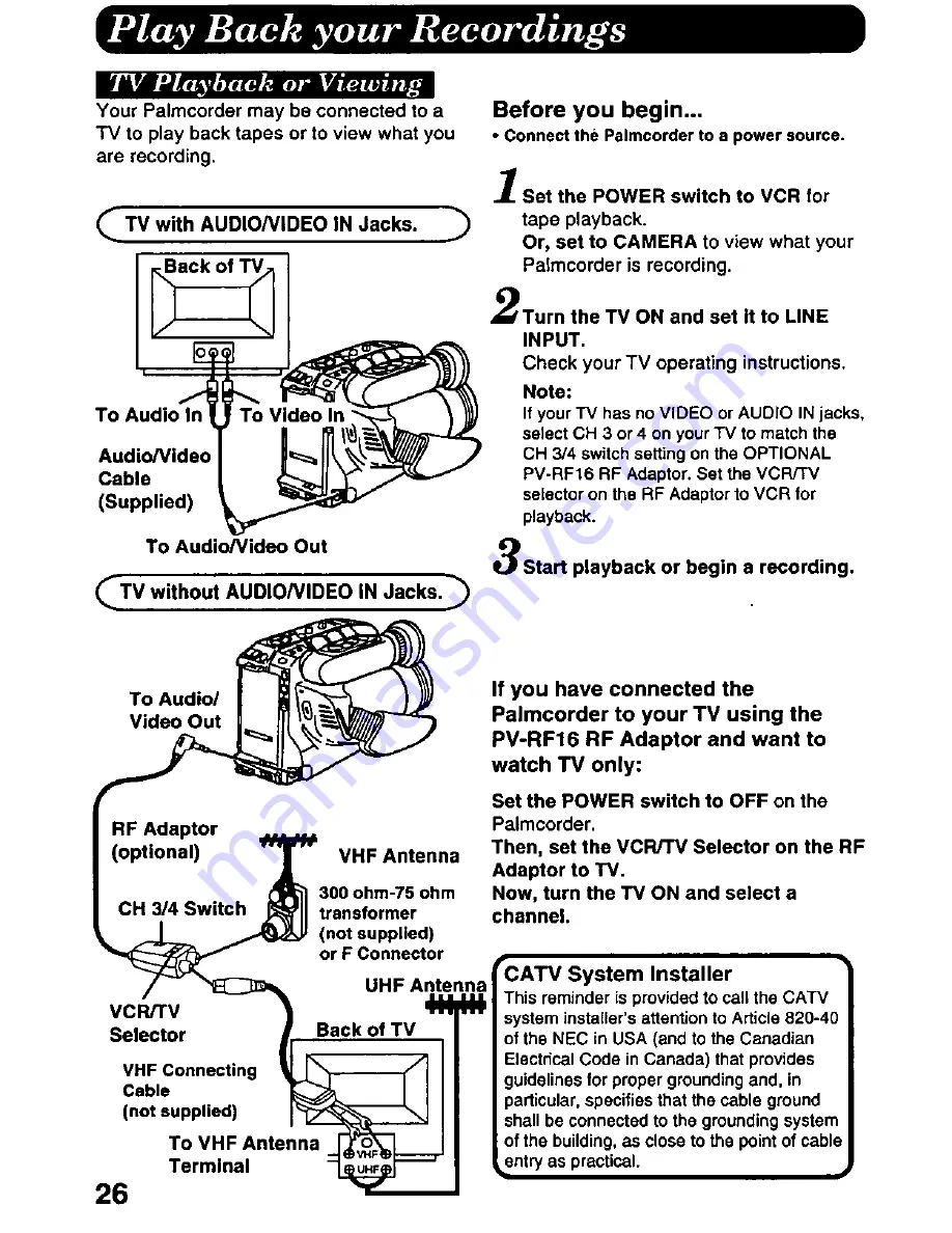 Panasonic Palmcorder PV-L657 User Manual Download Page 26