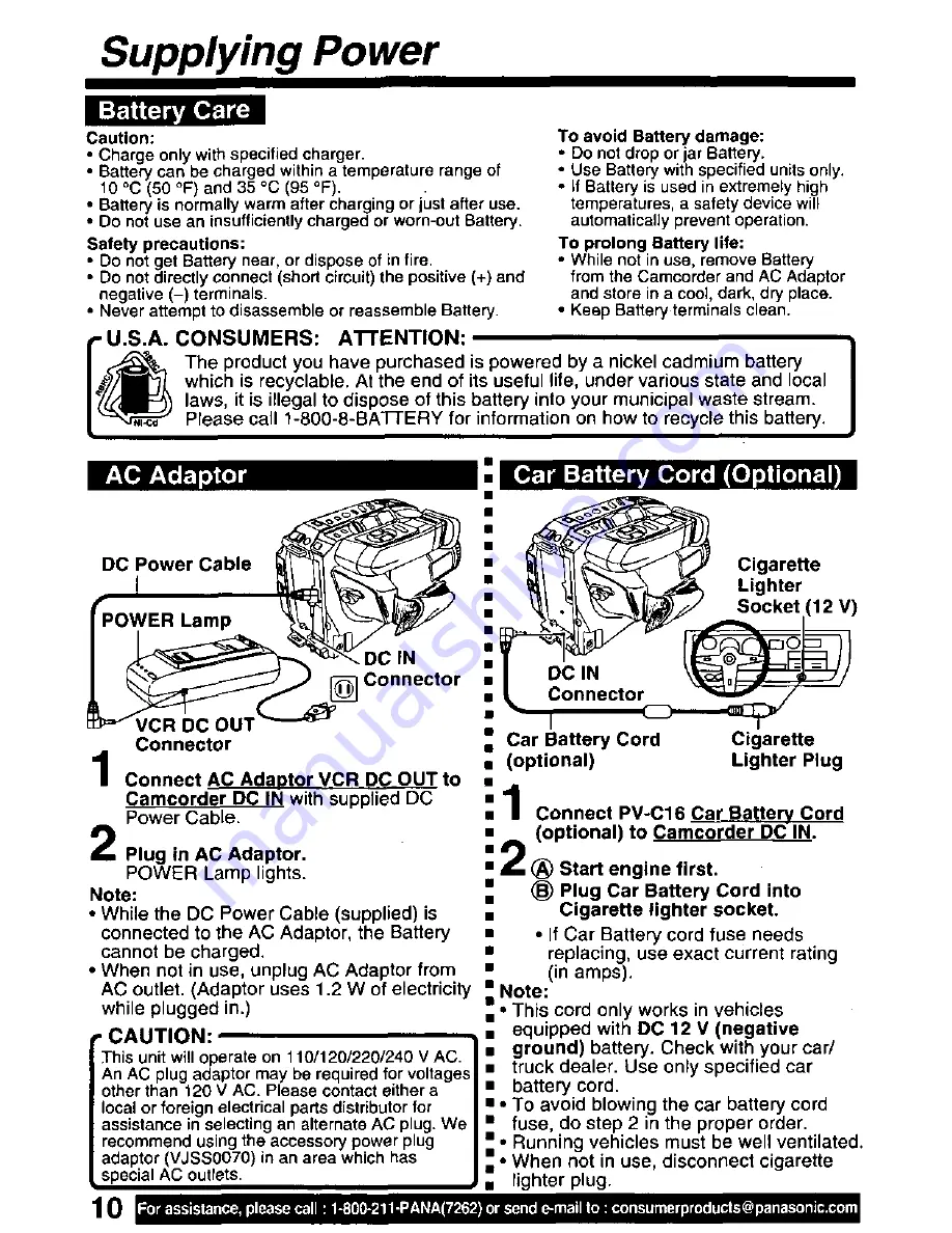 Panasonic Palmcorder PV-L671 User Manual Download Page 10