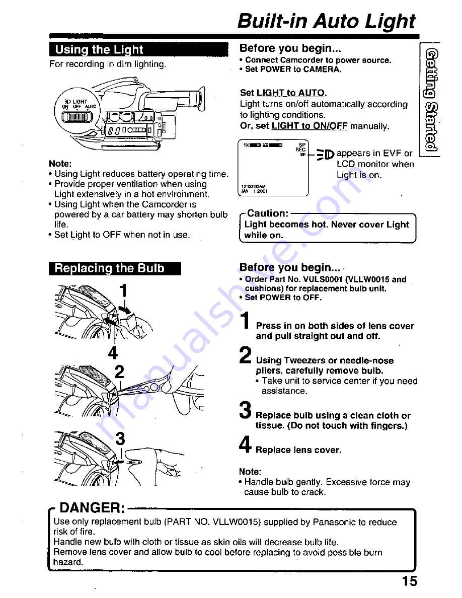 Panasonic Palmcorder PV-L671 User Manual Download Page 15