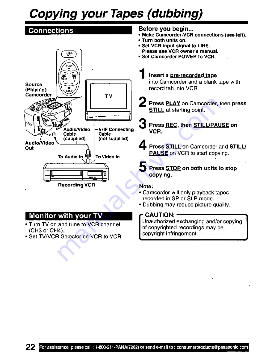 Panasonic Palmcorder PV-L671 Скачать руководство пользователя страница 22