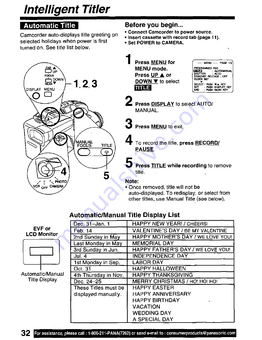 Panasonic Palmcorder PV-L671 User Manual Download Page 32