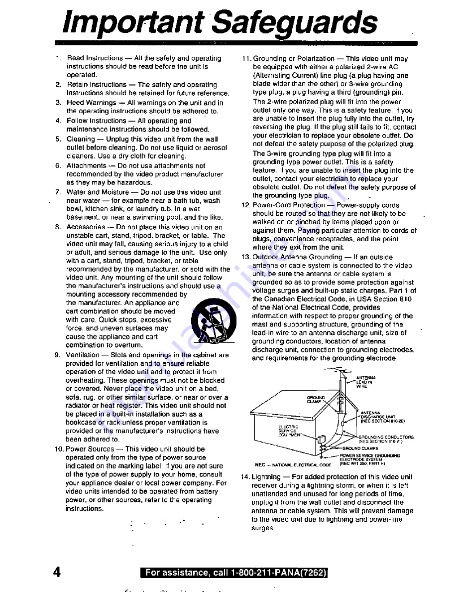 Panasonic Palmcorder PV-L780 User Manual Download Page 4