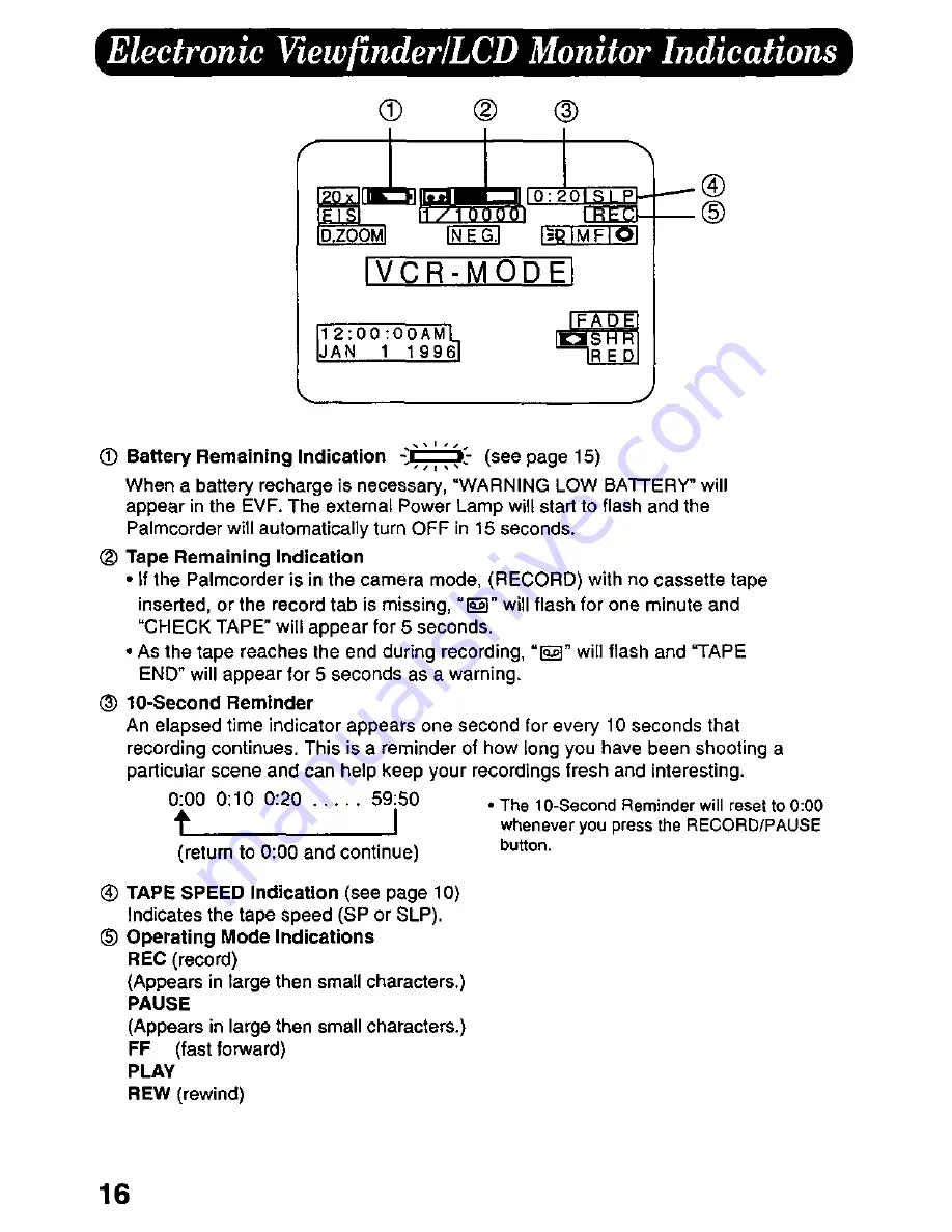 Panasonic Palmcorder PV-L857 User Manual Download Page 16