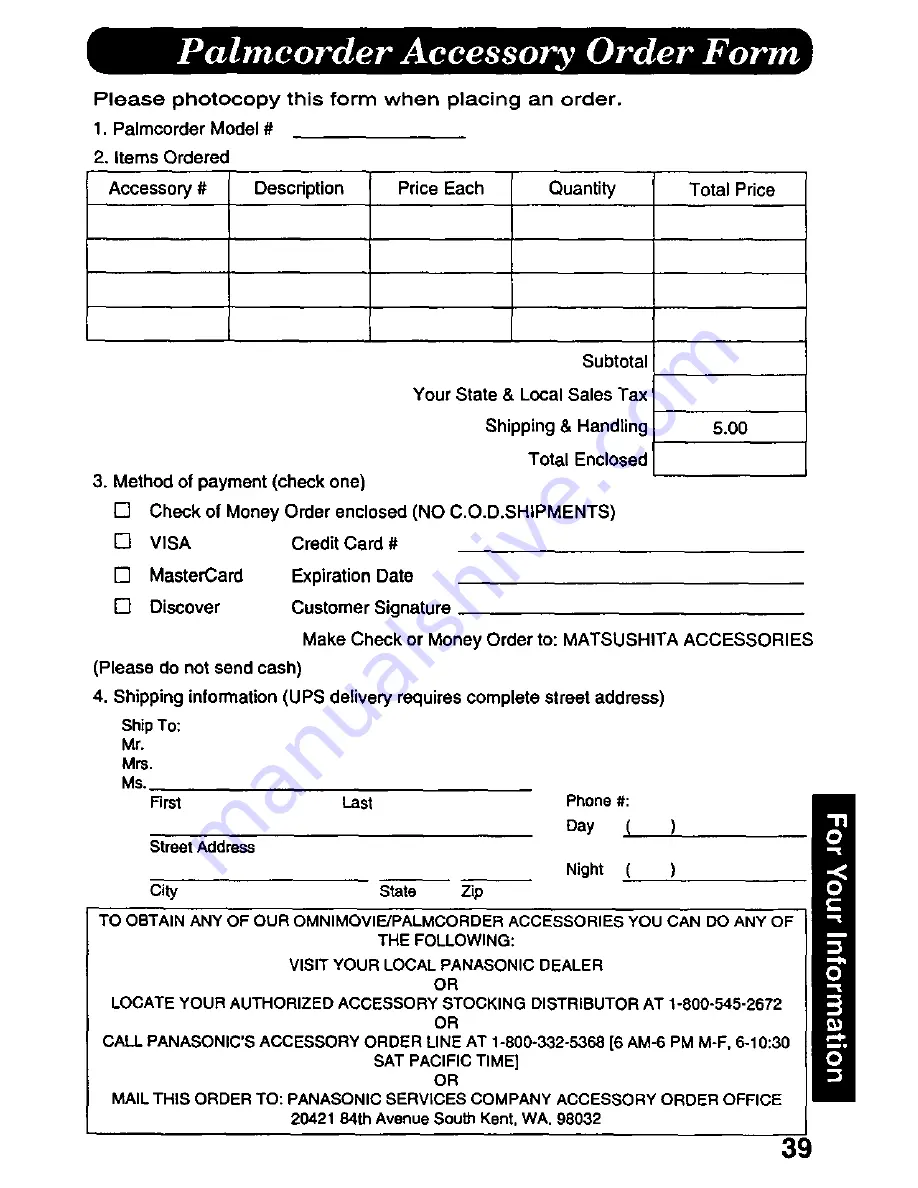 Panasonic Palmcorder PV-L857 User Manual Download Page 39