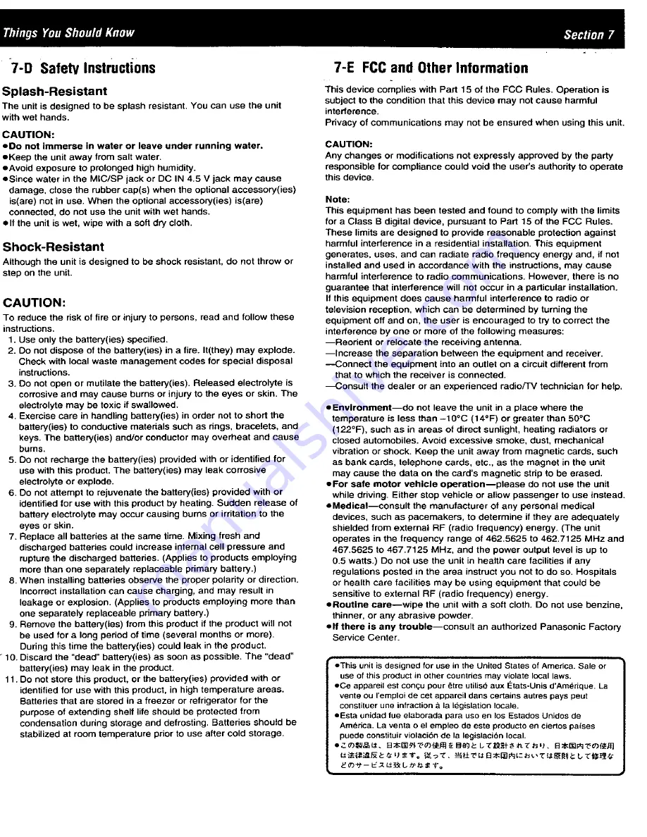 Panasonic PalmLink KX-TR320B User Manual Download Page 9