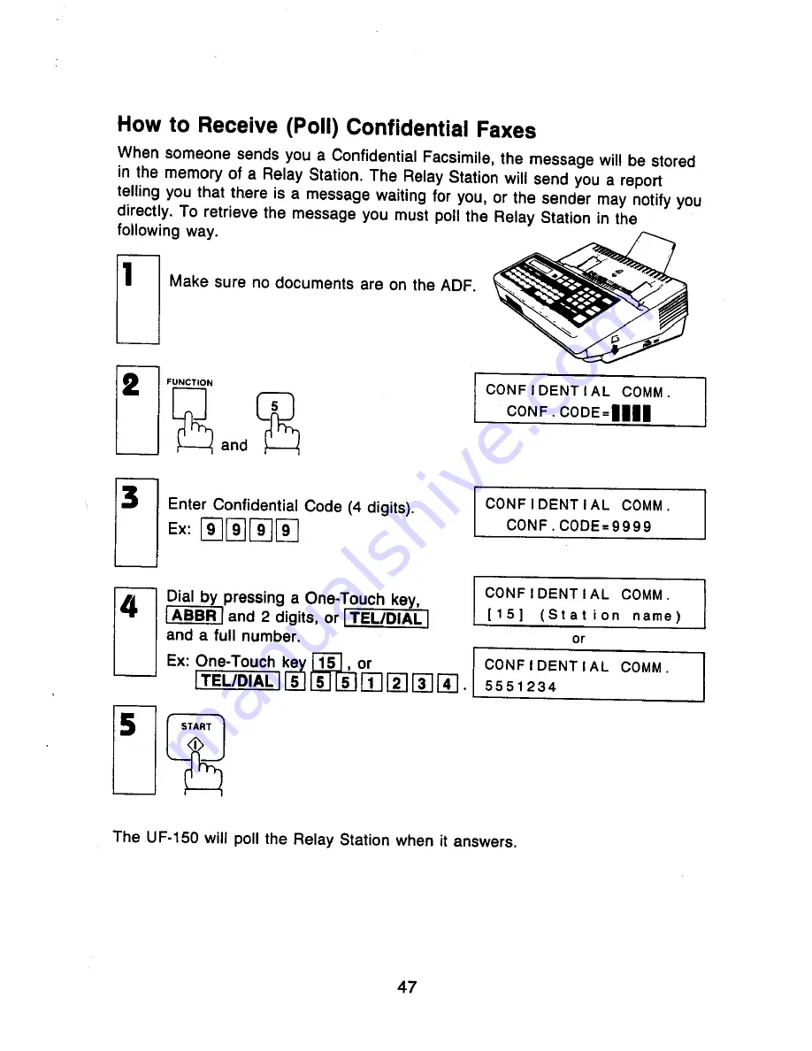 Panasonic Panafax UF-150 How To Use Manual Download Page 48