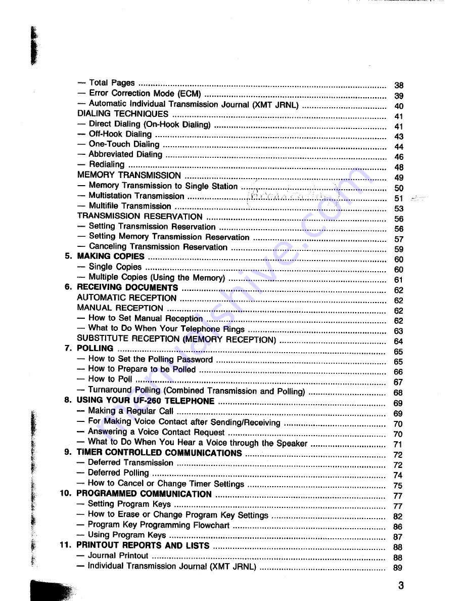 Panasonic Panafax UF-260 User Manual Download Page 5