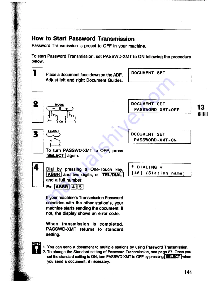 Panasonic Panafax UF-260 User Manual Download Page 143