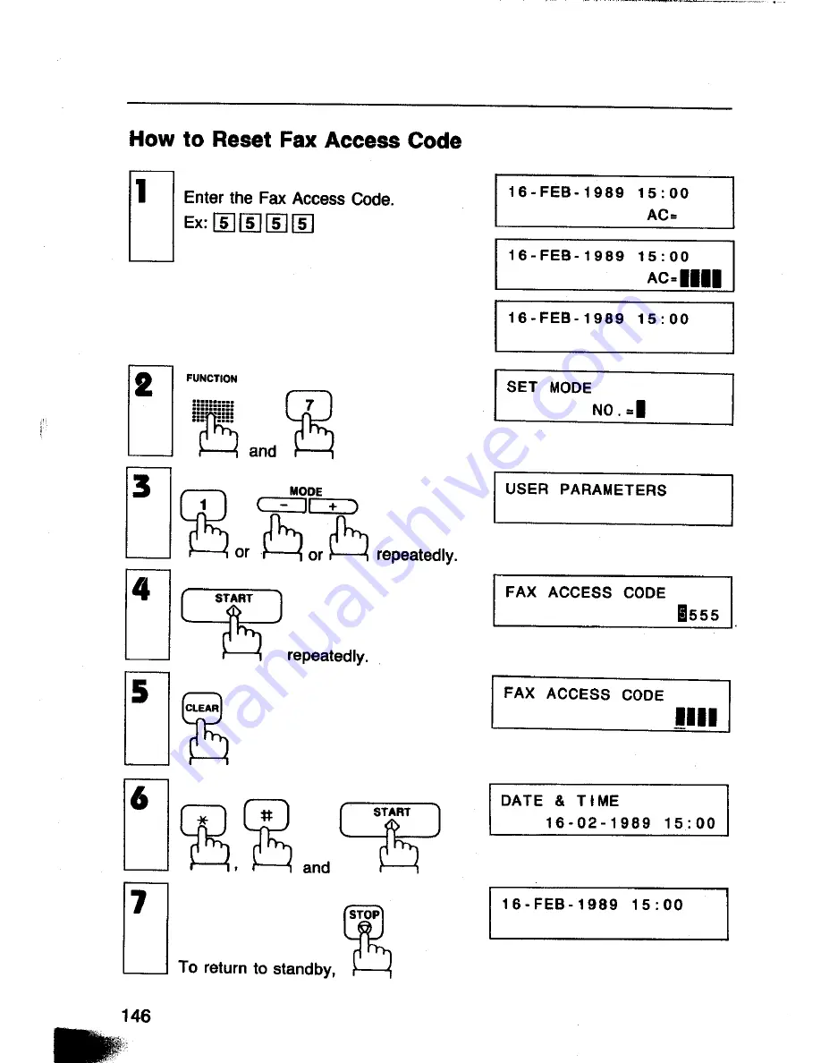 Panasonic Panafax UF-260 User Manual Download Page 148