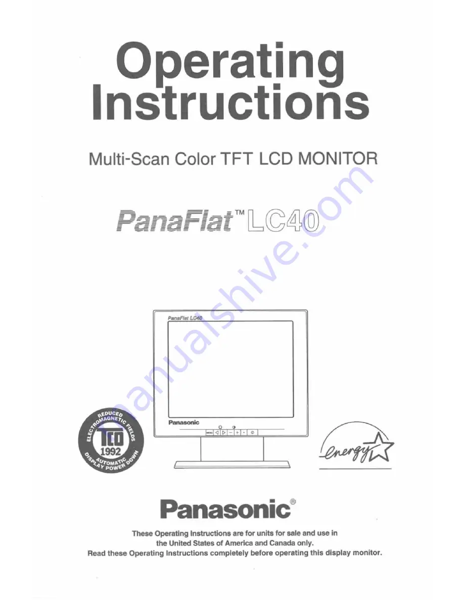 Panasonic PANAFLAT LC-40 Скачать руководство пользователя страница 1