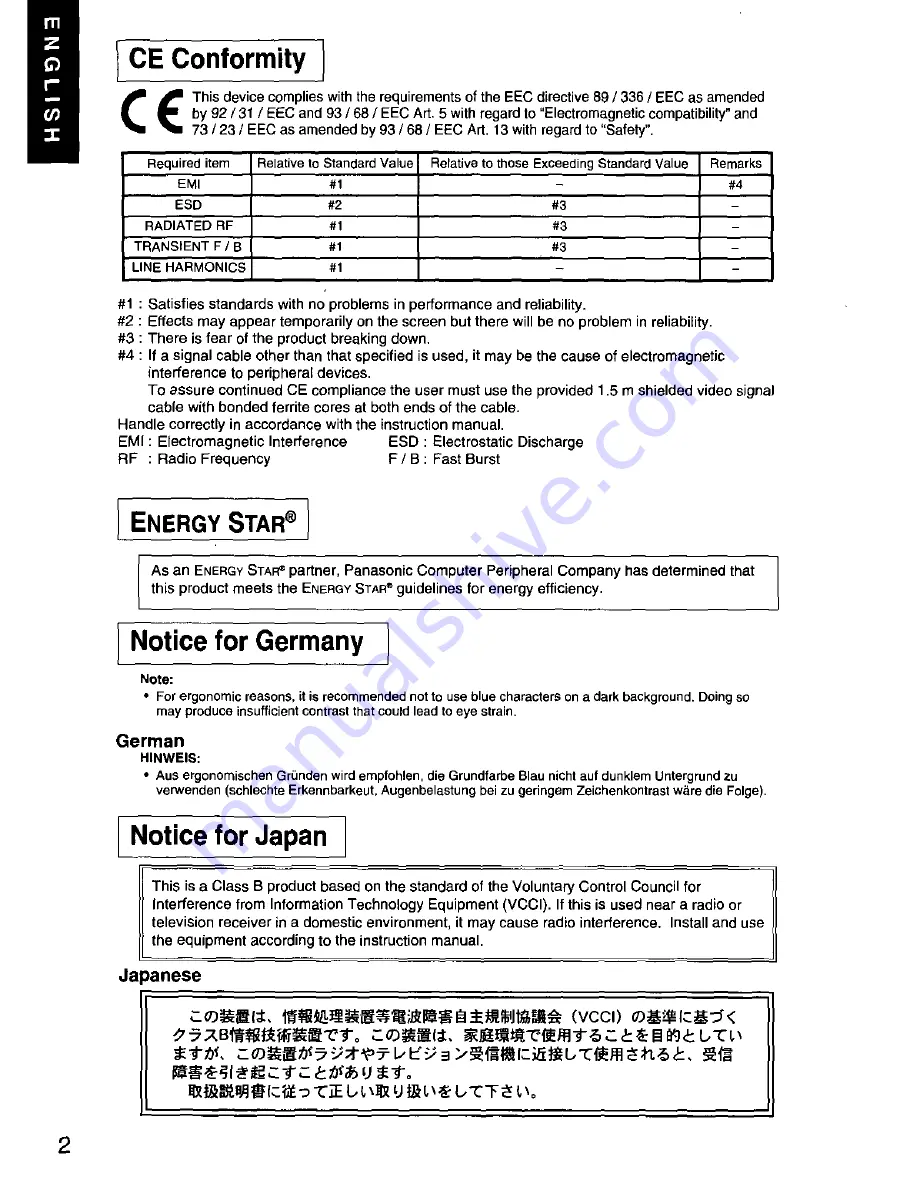 Panasonic PANAFLAT LC-50 User Manual Download Page 3