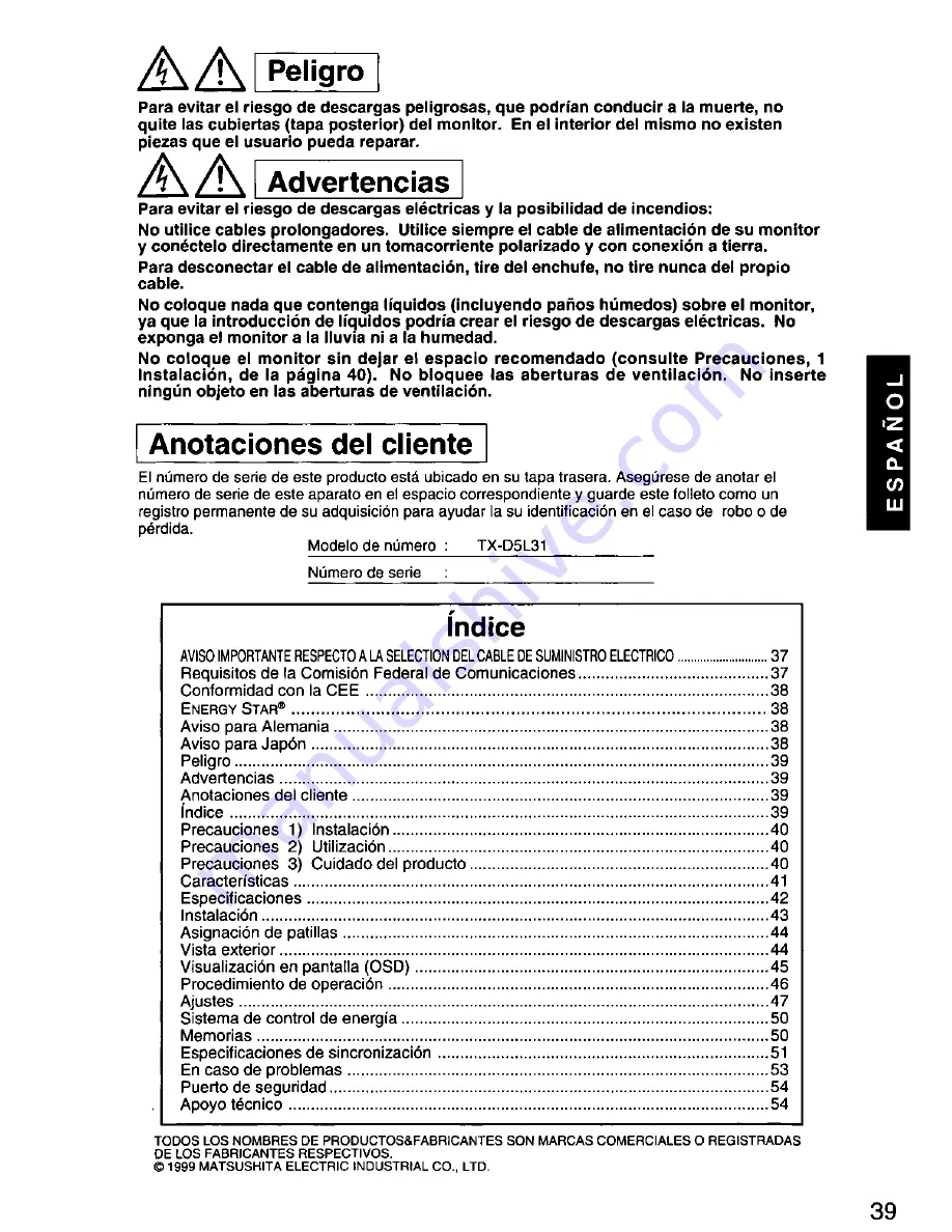 Panasonic PANAFLAT LC-50 User Manual Download Page 40