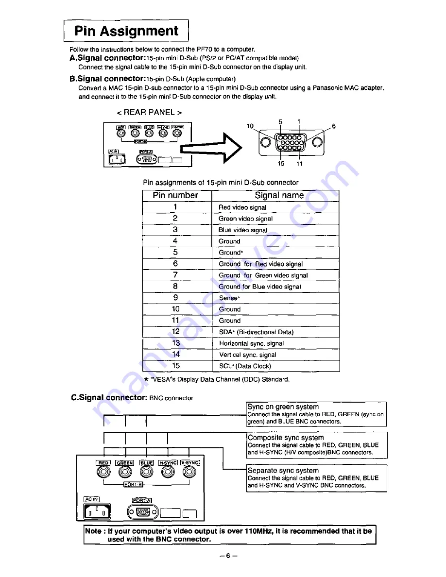 Panasonic PanaFlat PF70 Operating Instructions Manual Download Page 11