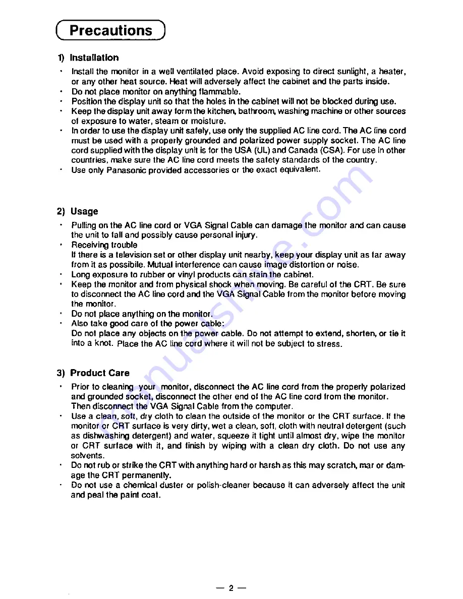 Panasonic PANASYNC E50 Operating Instructions Manual Download Page 4