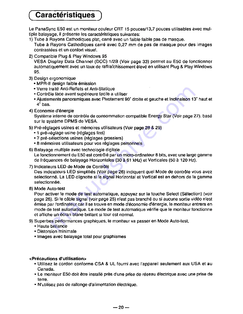 Panasonic PANASYNC E50 Operating Instructions Manual Download Page 22